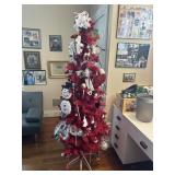 5ft Red Christmas Tree w/ decorations