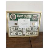 Framed Money/Vintage Jimmy Carter Bumper Sticker