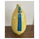 Large Yellow Bulbous Ceramic Vase