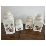 Vintage Ceramic Canister Set Bird Motif