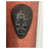 Hand Carved Tribal Mask w/Ivory Inserts