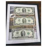Framed $2 Bills