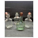 Green Flask/Clear Glass Pocket Flasks