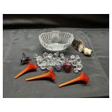 Mixed Lot-Crystal Bowl/Glass Ornaments/More