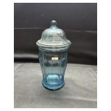Indiana Glass azure blue paneled apothecary jar