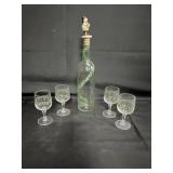 Hand Painted Holiday decanter/glass lot