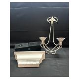Wall Decor-Metal Candleabra/Wood Shelves