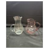 Vintage Clear Glass/Pink Pitcher