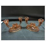 Hancock Glass Depression Double Candle Holder
