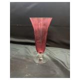 Vintage Cranberry Flash Optic Glass Vase