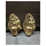 Majolica-style ceramic or clay pottery wall pocket