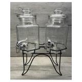 GLASS BEVERAGE DISPENSER W METAL STAND