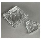 SQUARE TRINKET JEWELRY BOX HEART SHAPED DISH GLASS