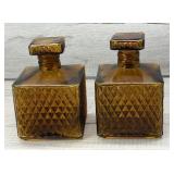 MCM AMBER DIAMOND CUT GLASS DECANTER BOTTLES