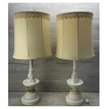 PAIR OF VINTAGE LAMPS W SHADES BOTH WORK
