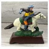 VINTAGE CAST IRON CAVALRY HORSE RIDER FIGURINE