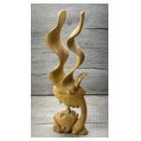 BALINESE CARVED WOOD VERTICLE SCULPTURE THE KISS