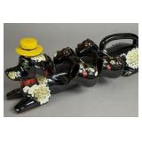 VINTAGE POODLE DECANTER W PUPPY FACE SHOT GLASSES