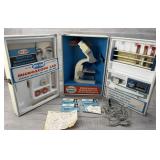 VINTAGE SKIL CRAFT MICROSCOPE LAB W METAL CASE