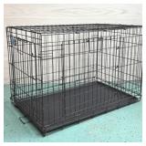 BLACK METAL WIRE DOG CRATE DOUBLE DOOR FOLDABLE