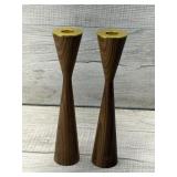ONEG SOLID WOOD SHABBAT CANDLE HOLDERS WALNUT
