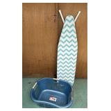 IRONING BOARD & RUBBERMAID LAUNDRY BASKET