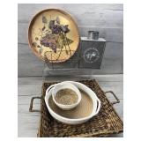 ASSORTED HOME DECOR WOVEN BASKETS TIN VASE