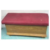 WOODEN STORAGE CHEST W UPHOLSTERED SEAT