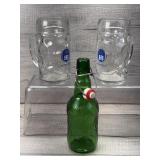 HOFBRAUHAUS MUNCHEN GLASS BEER STEINS & GROLSCH BT