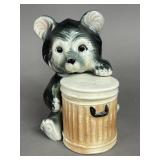 BLACK BEAR HUGGING TRASHCAN SALT & PEPPER SHAKERS