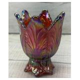 FENTON RED CARNIVAL GLASS TULIP VOTIVE HOLDER
