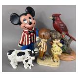 VINTAGE FIGURINES CARDINAL BIRD MICKEY MOUSE