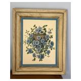 FRAMED VINTAGE BOTANICAL LITHO PERIWINKLE AUGUST W