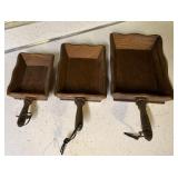 VINTAGE WOOD SERVING TRAYS W HANDLES SET OF 3