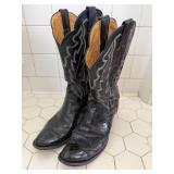 MENS JUSTIN ALLIGATOR BLACK WESTERN BOOTS 10 1/2 D