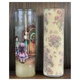 VINTAGE CHRISTMAS CANDLE JARS SUGAR FROSTED