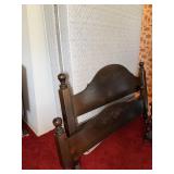 VINTAGE WOOD HEADBOARD & FOOT BOARD QUEEN