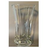 GORGEOUS GLASS FLOWER VASE FRANCE HEAVY!