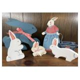 WOOD CUTOUT PAINTED BUNNIES EASTER DECOR