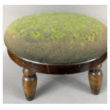 VINTAGE ETHAN ALLEN UPHOLSTERED WOOD STOOL