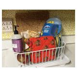 DISH RACK W SOAPS TOWELS OVEN MITTS