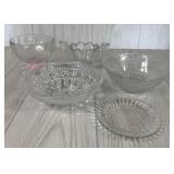 VINTAGE GLASS BOWLS SUGAR BOWL & PLATE