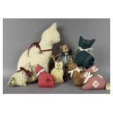 VINTAGE FABRIC & WOOD CATS RABBIT CINNAMON DEER