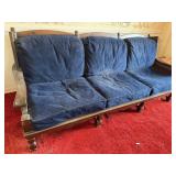 VINTAGE WOOD FRAME 3 SEATER SOFA
