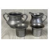 WILTON RWP ARMETALE CUPS & UNMARKED SUGAR CREAMER