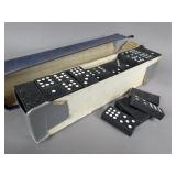 VINTAGE DOUBLE 9 WOOD DOMINO SET 55 PCS