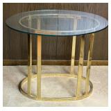 GLASS TOP SIDE TABLE W METAL BASE