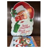 VINTAGE CHRISTMAS WINDOW & WALL DECOR BIG SANTA