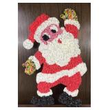 HAND MADE POPCORN PLASTIC SANTA DECOR GLITTER PLAQ