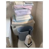 BATH TOWELS WASTE BASKET TOILET BRUSH